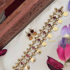 Vriksham Nakshatra  With Lakshmi Coin Red Stone Neckpiece-G20569