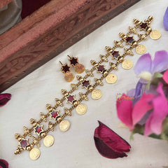 Vriksham Nakshatra  With Lakshmi Coin Red Stone Neckpiece-G20569