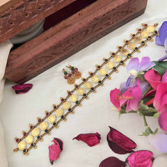 Vriksham Temple Glow Lakshmi Coin Green Red Stone Neckpiece-G20571