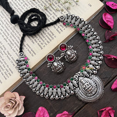 Vriksham Ethnic Lakshmi Choker Neckpiece-Red Green-S910