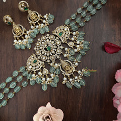 Green Bead Victorian Diamond Temple Choker-VV027