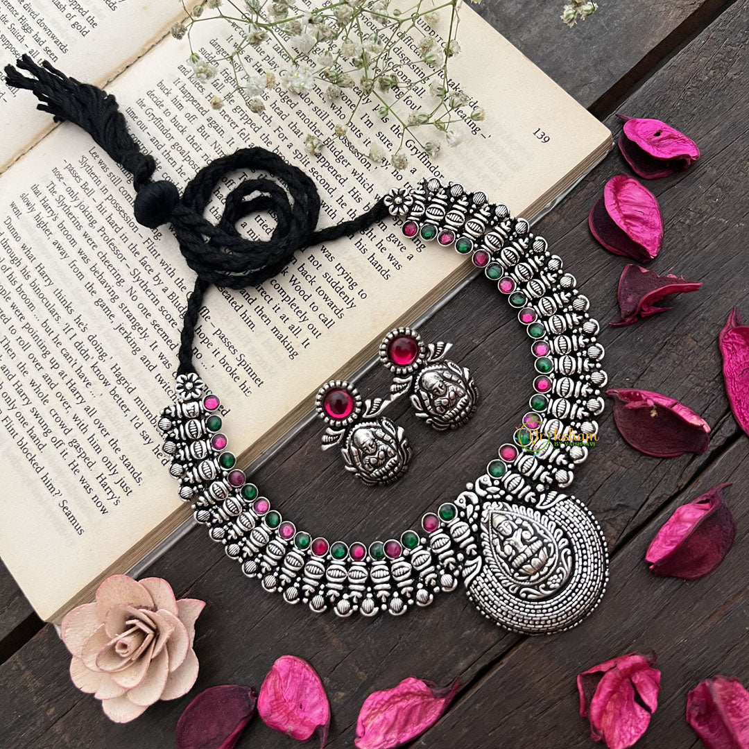 Vriksham Ethnic Lakshmi Choker Neckpiece-Red Green-S910