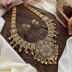 Designer Floral Pendant Haram-Gold Bead-G14132