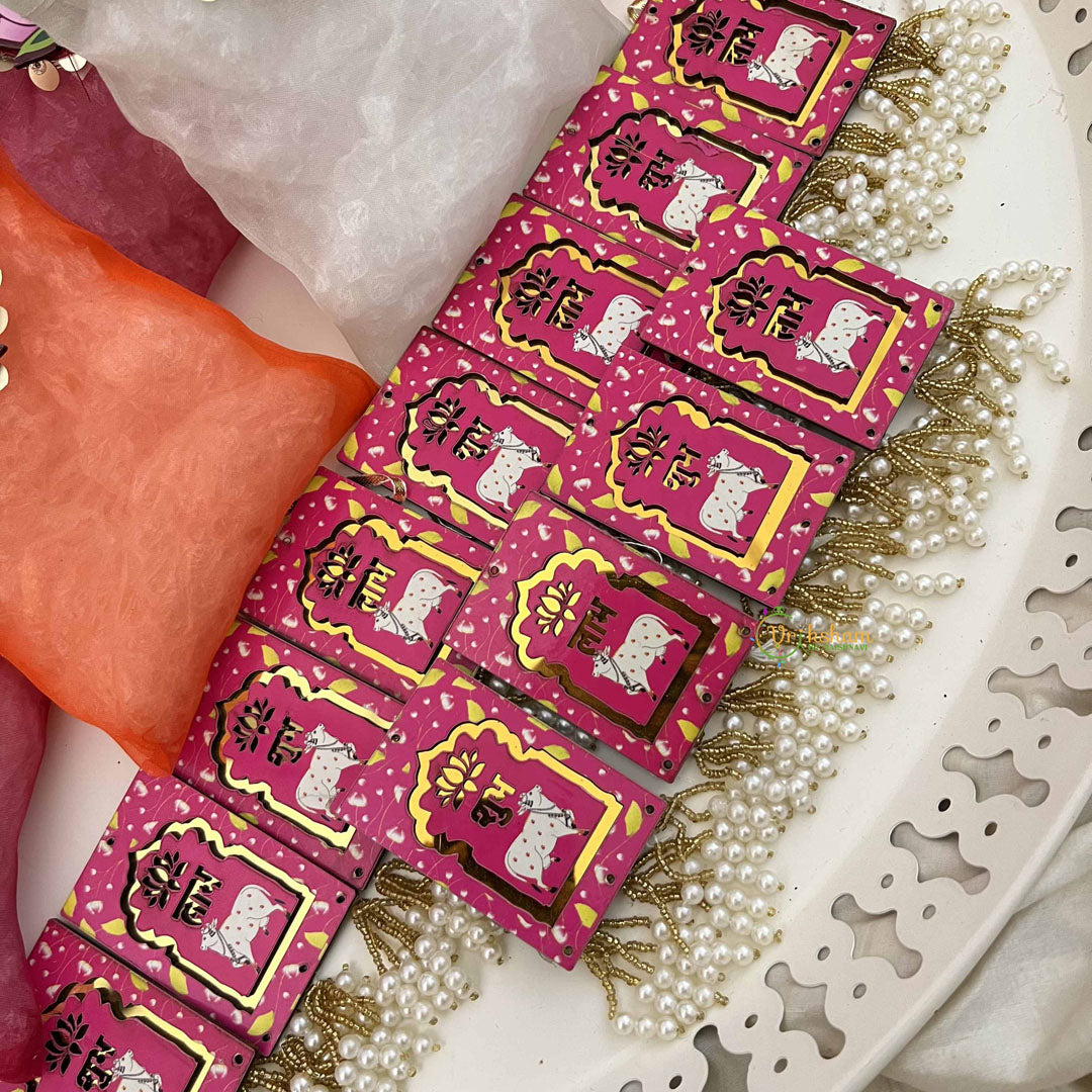 Vriksham Spiritual Festive Favor Combo-Blessing Cards with Beads & Gift Bags-Pink (Pack of 6)-RG348