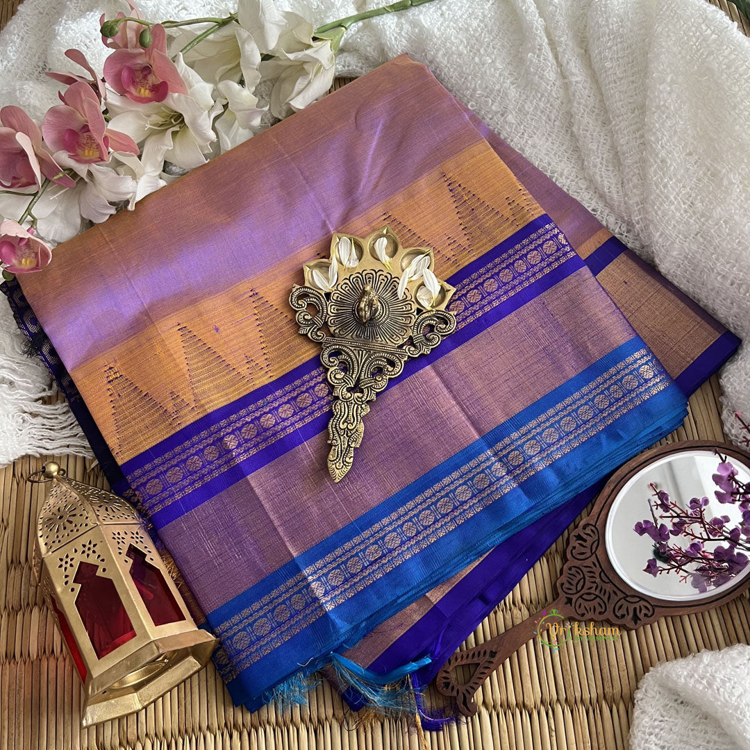 Double Shaded Lavender with Ganga Jamuna Border Silk Cotton Saree -Handloom-VS3358