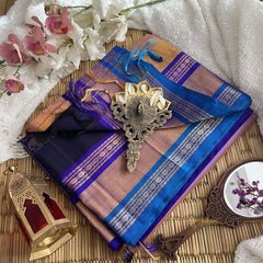 Double Shaded Lavender with Ganga Jamuna Border Silk Cotton Saree -Handloom-VS3358