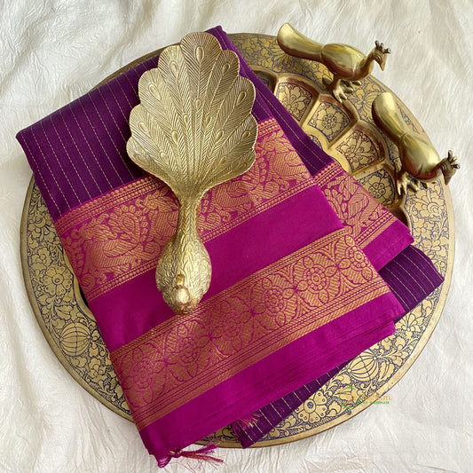 Kanchi Cotton Saree with Double Golden Border - Handloom - VS3704