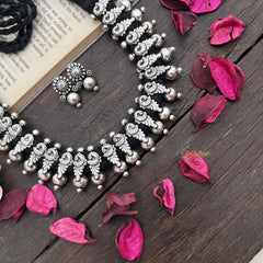 Vriksham Ethnic Peacock Statement Silver Oxidized Silver Neckpiece-S920