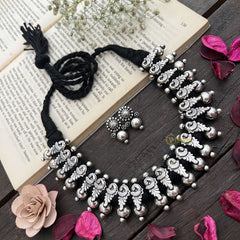 Vriksham Ethnic Peacock Statement Silver Oxidized Silver Neckpiece-S920
