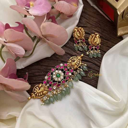 Gold Look Alike Floral Kundan Jadau Choker -Bead- J2120