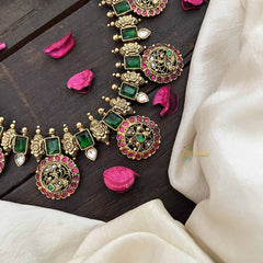 Vriksham Classic Peacock Annum Style Green Motif 1 gm gold Neckpiece-G20769