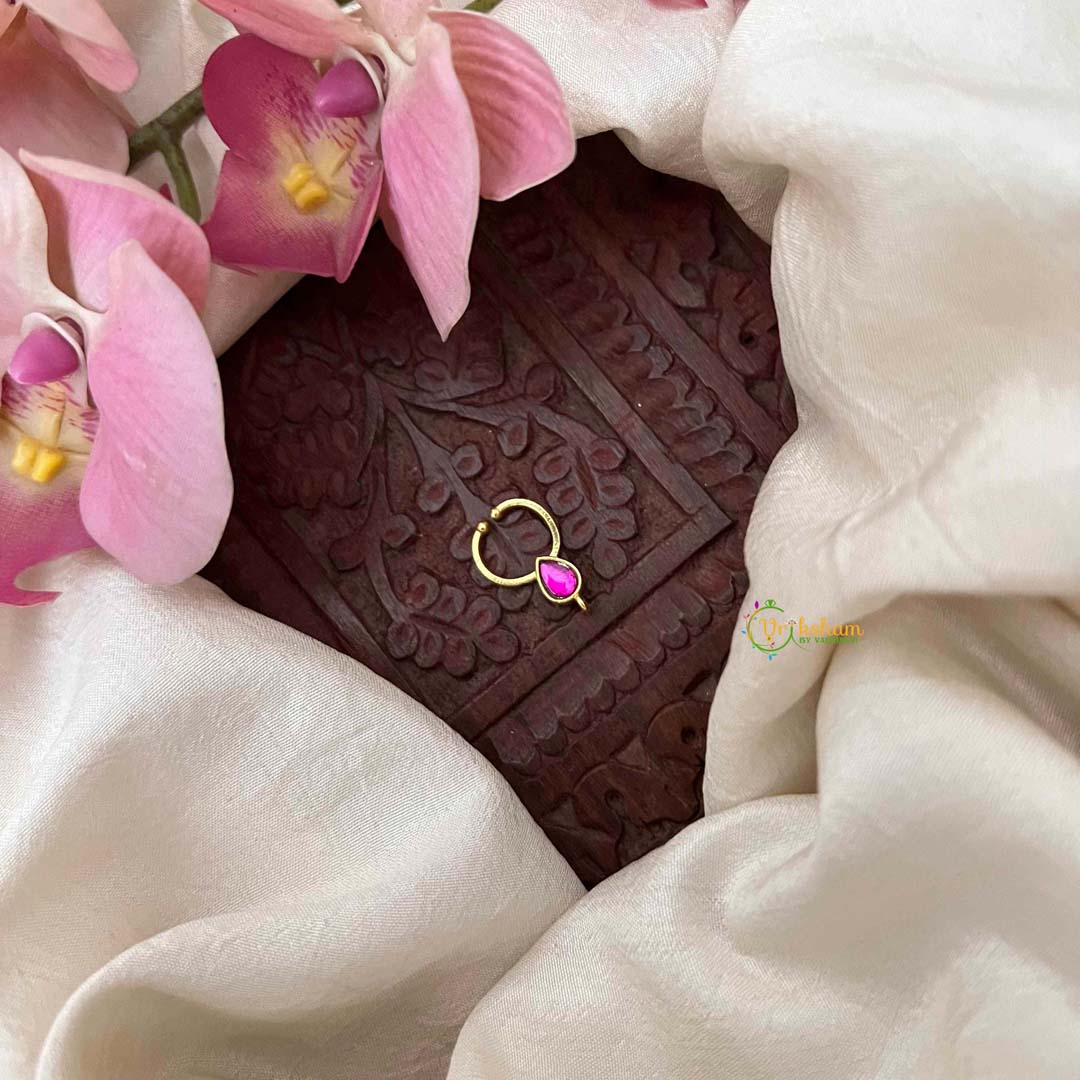 Vriksham Tear Drop Red Kundan Jadau Septum Ring-J4068