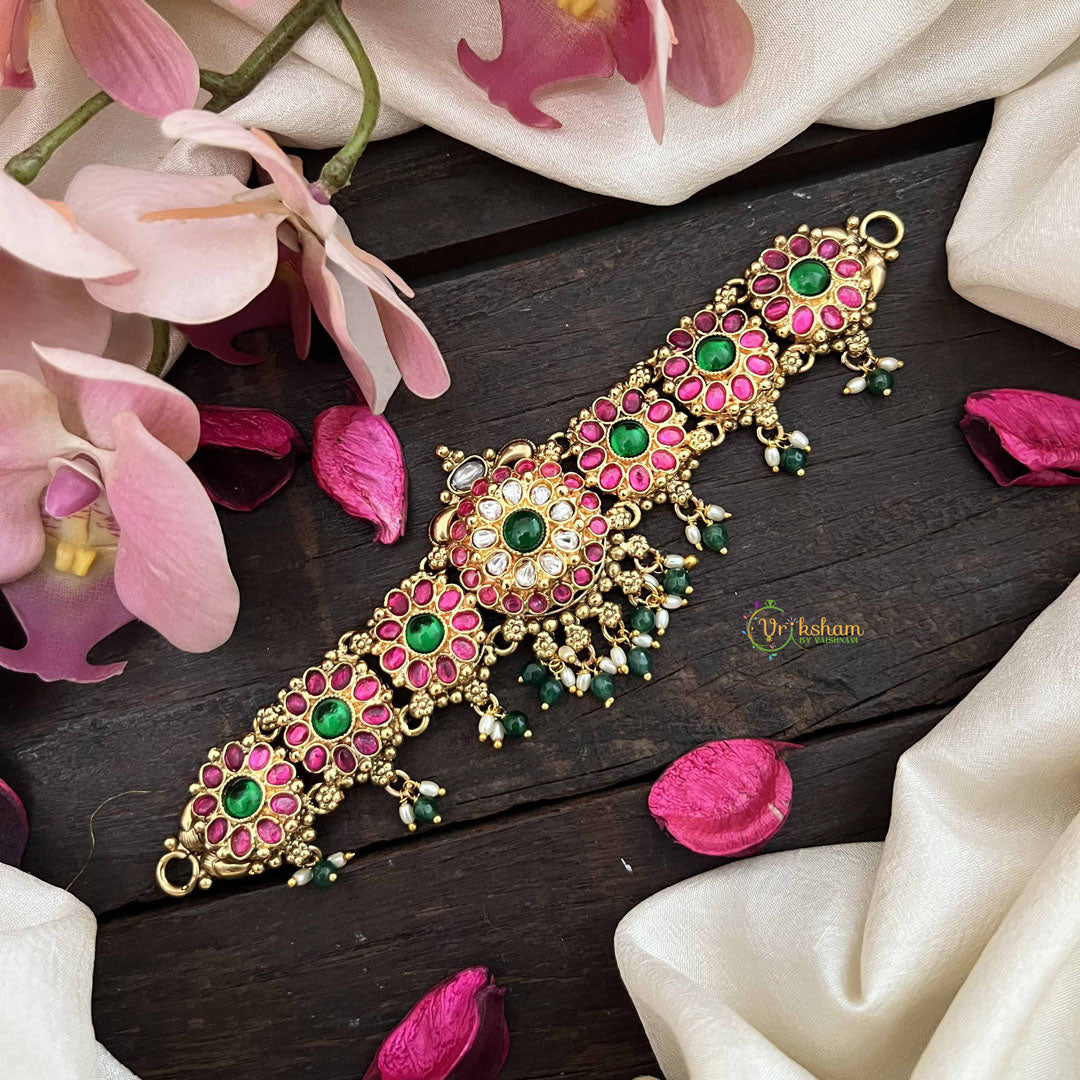 Vriksham Elegant Floral Style 1 gm Gold AD Stone Floral Choker-Green Bead-G20770