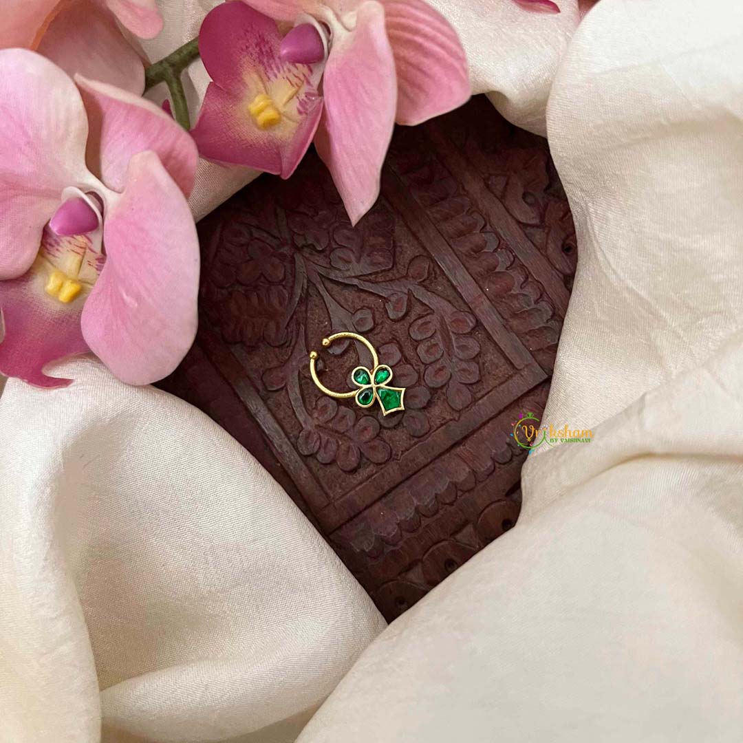 Vriksham Antique Emerald Trio Style Kundan Jadau Septum Ring-J4060