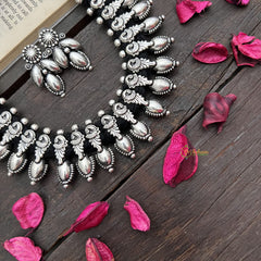 Vriksham Vintage Temple Style Choker in Oxidized Silver Neckpiece-S917