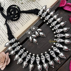 Vriksham Vintage Temple Style Choker in Oxidized Silver Neckpiece-S917