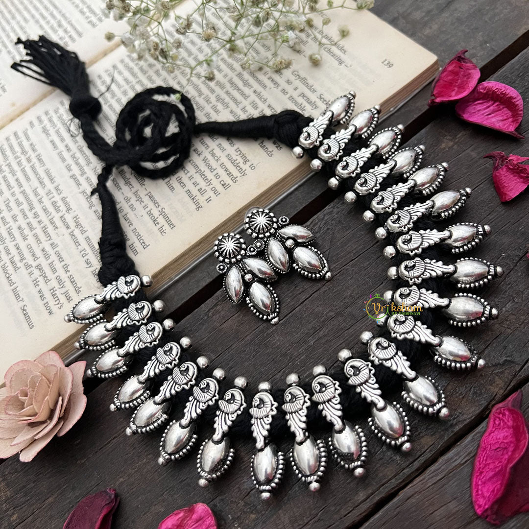 Vriksham Vintage Temple Style Choker in Oxidized Silver Neckpiece-S917