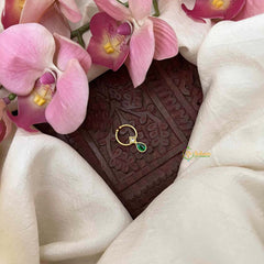 Vriksham Classic Green Pear Drop WIth White Floral Style Kundan Jadau Septum Ring-J4063