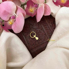 Vriksham Classic Green Pear Drop WIth White Floral Style Kundan Jadau Septum Ring-J4063