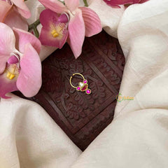 Vriksham Elegant Style Kundan Jadau Septum Ring-Red White-J4057