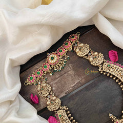 Vriksham Bridal 1 gm Gold Peacock Bridal Set-Green Bead-G20772