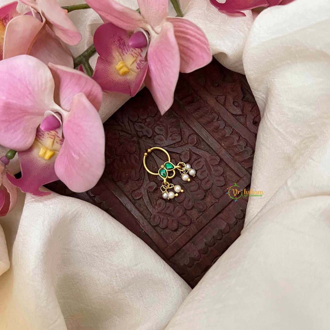 Vriksham Emerald Leaf Style Kundan Jadau Septum Ring-J4064