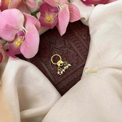 Vriksham Red Green Leaf Style Kundan Jadau Septum Ring-Pearls-J4066