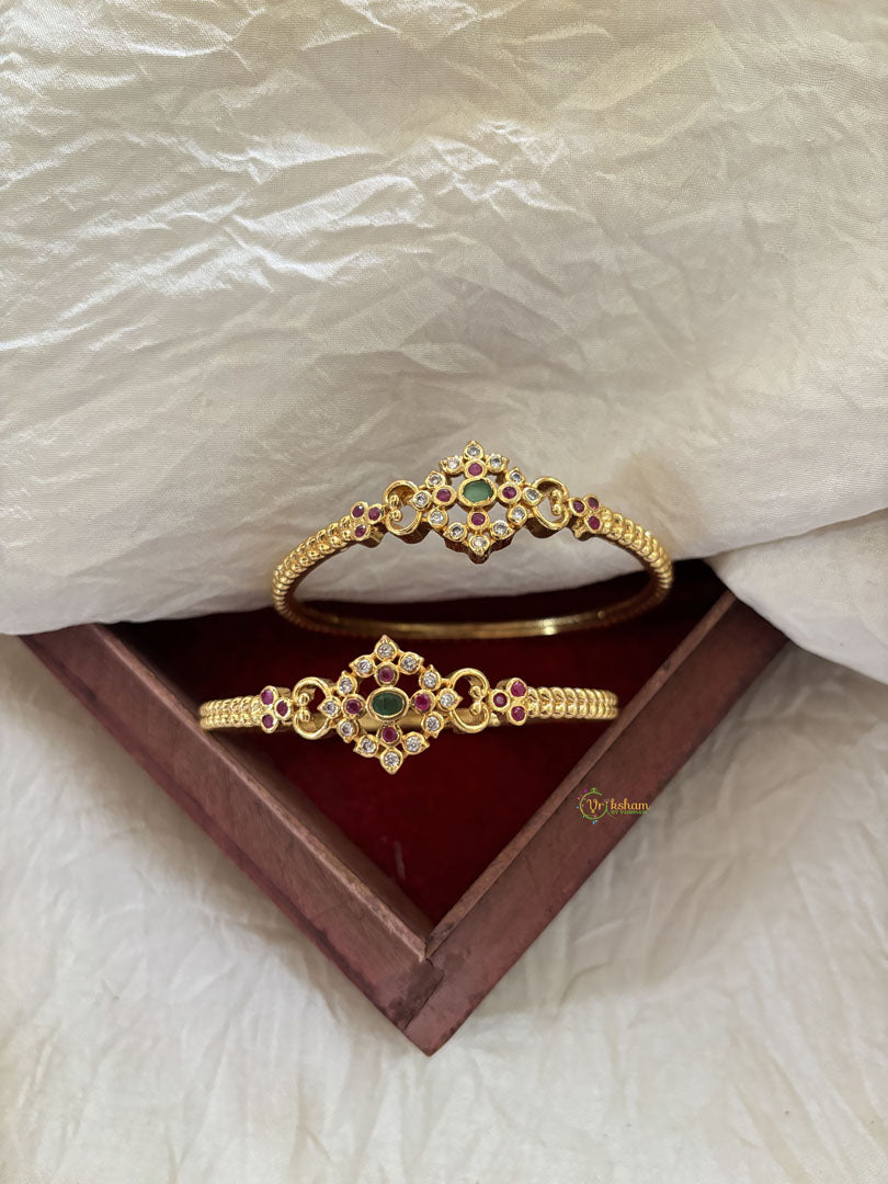 Premium American Diamond Bangle Set -White Red Green -G11043