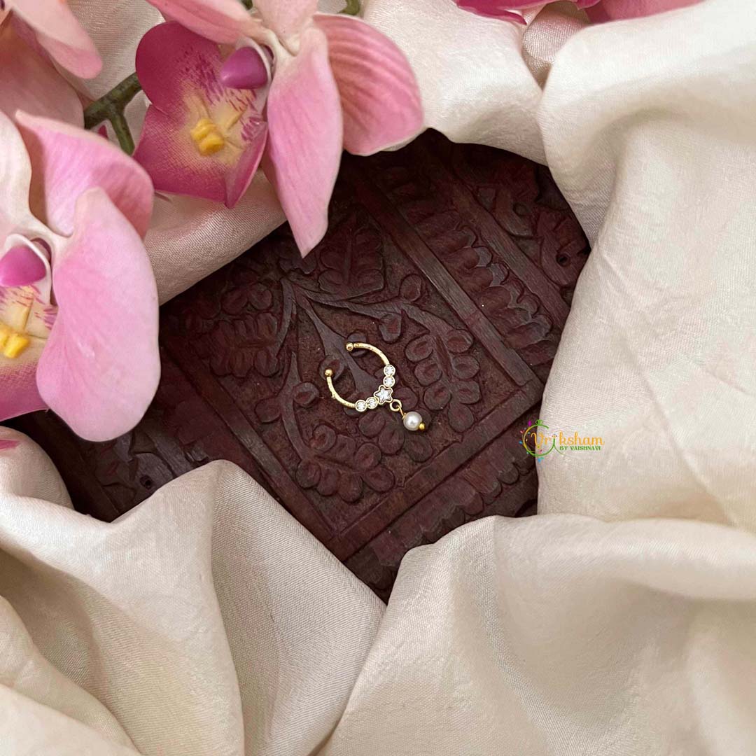 Vriksham Classic White & Star Round Septum Ring-White-Pearls-G21331