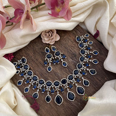 Elegant Blue Victorian Diamond Neckpiece-VV1956