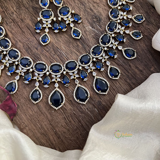 Elegant Blue Victorian Diamond Neckpiece-VV1956