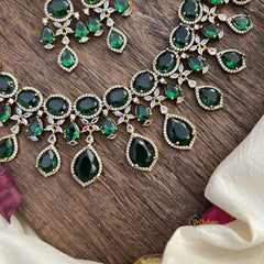 Elegant Green Victorian Diamond Neckpiece-VV1957