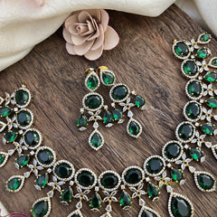 Elegant Green Victorian Diamond Neckpiece-VV1957