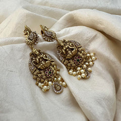 Designer AD Stone Lakshmi Danglers-Pearls-G12562