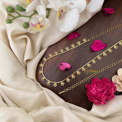 Vriksham Traditional Gold-Plated Floral Drops Thin Hip Chain-G21328