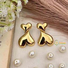 Vriksham Molten Gold Double Heart Drop Anti Tarnish Studs Earrings-G21947