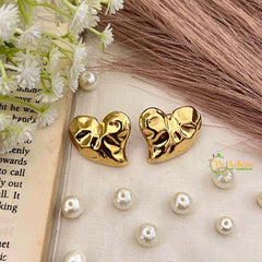 Vriksham Liquid Metal Layered Heart Statement  Anti Tarnish Studs Earrings-G21948