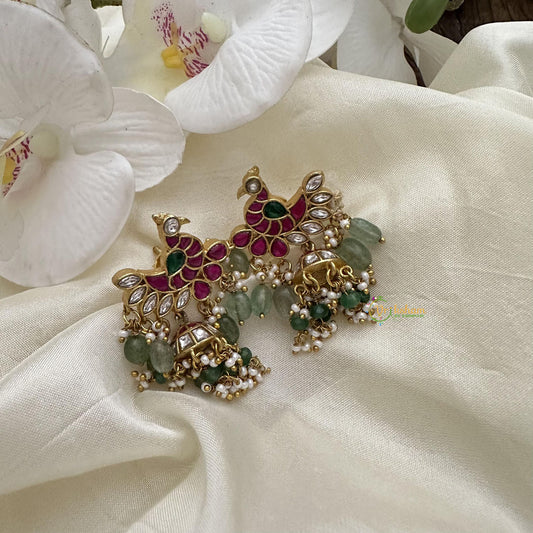 Premium Peacock Jadau Kundan Earrings-J2523