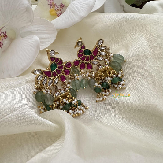 Premium Peacock Jadau Kundan Earrings-J2523