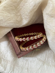 Premium American Diamond Bangle Set -White Red-G11051