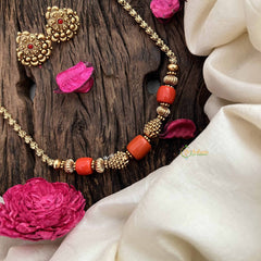 Vriksham Rudra Antique  Gold Alike Coral Bead Neckpiece-G20637