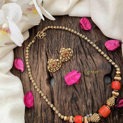 Vriksham Rudra Antique  Gold Alike Coral Bead Neckpiece-G20637