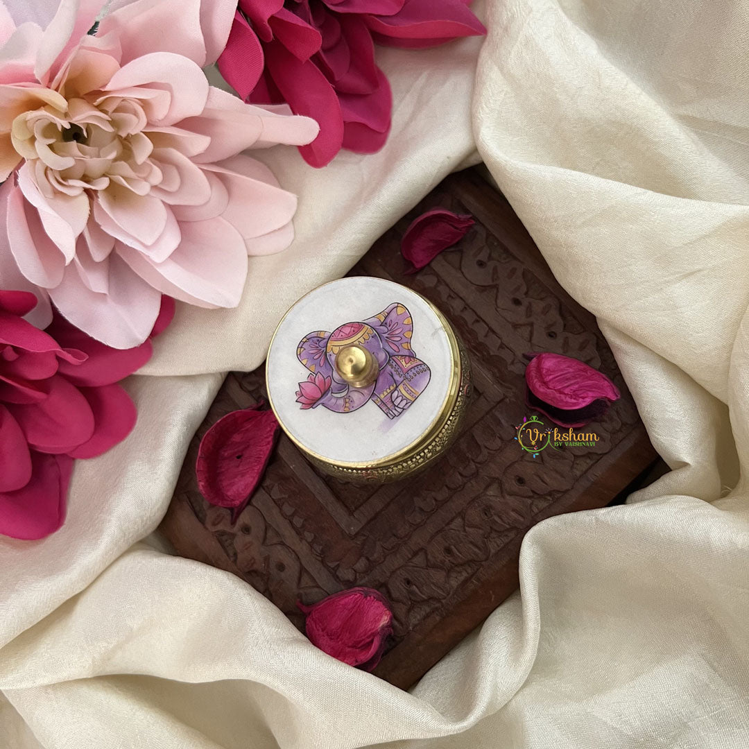 Vriksham Pichwai Kumkum Box/Dabbi-Elephant Print-RG222