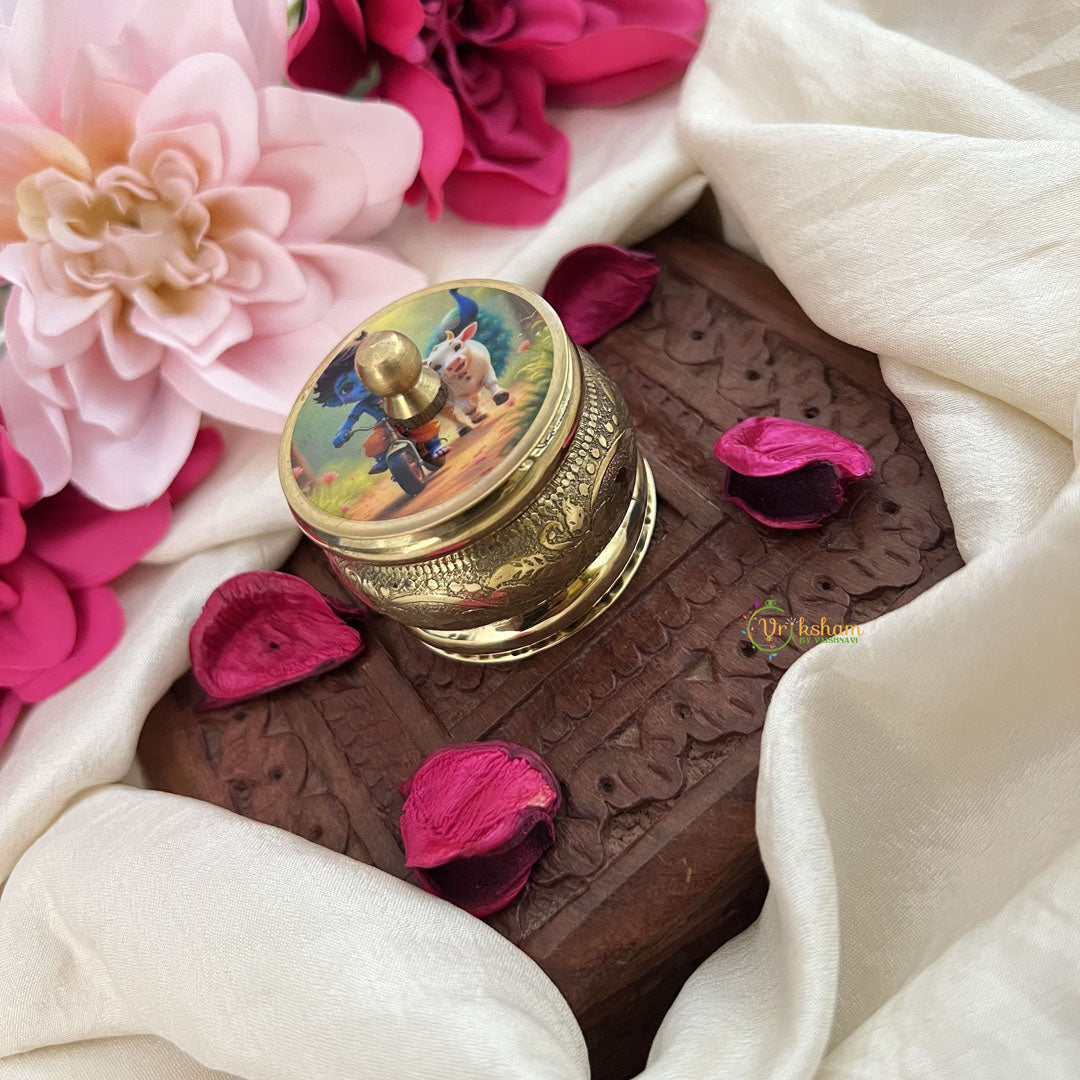 Vriksham Pichwai Kumkum Box/Dabbi-Lord Krishna Print-RG225