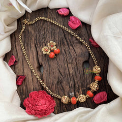 Vriksham Floral Radiance Coral Bead Neckpiece-G20645
