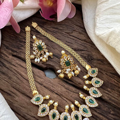 Designer Green AD Stone Pendant Addigai-Rice Pearls-G12580