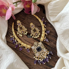 Premium Purple AD Stone Hasli Neckpiece-Beads-G12590