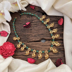 Vriksham Mayura Mango Motif Green Bead Neckpiece-G20643