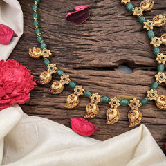 Vriksham Mayura Mango Motif Green Bead Neckpiece-G20643