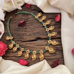 Vriksham Mayura Mango Motif Green Bead Neckpiece-G20643